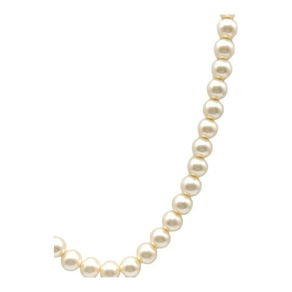 Marvella Glass Faux Pearls Choker Necklace Adjustable With Rhinestone Clasp - Picture 3 of 5